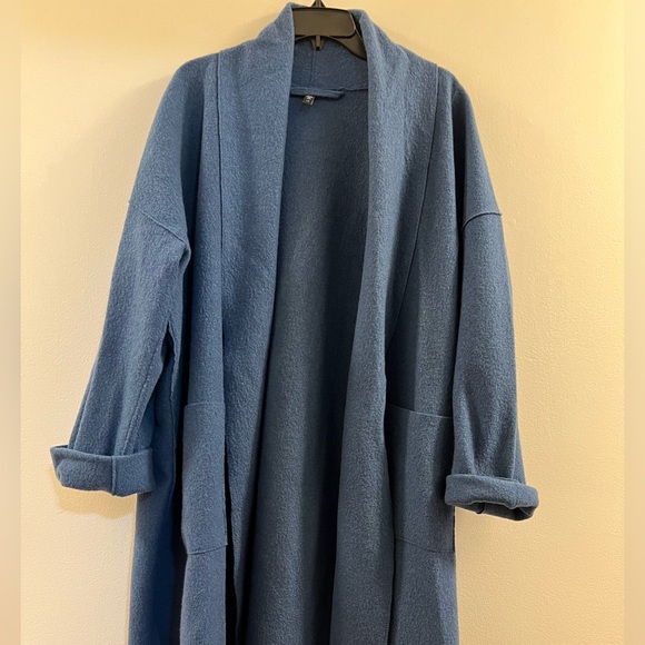 17. EILEEN FISHER High Collar Wool Coat - Picture 16 of 16